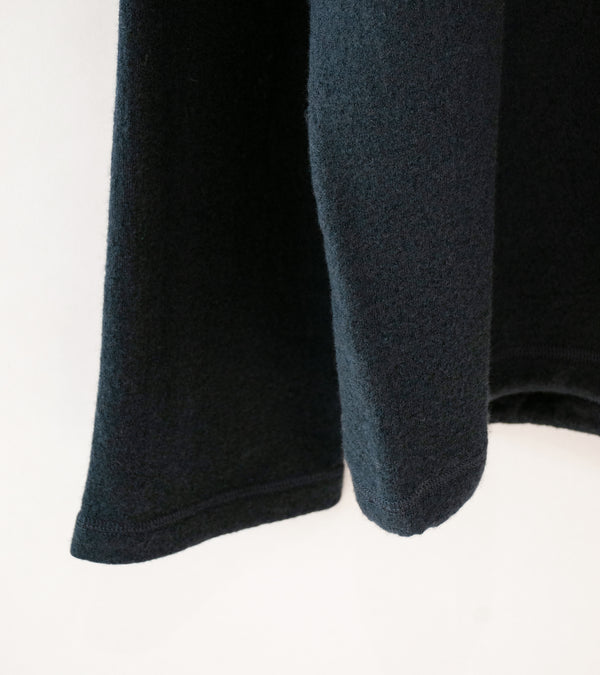 YLÈVE 'Ultrafine Merino Milled Wool Knit Half Zip P/O' (Smoky Navy)