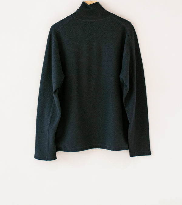 YLÈVE 'Ultrafine Merino Milled Wool Knit Half Zip P/O' (Smoky Navy)