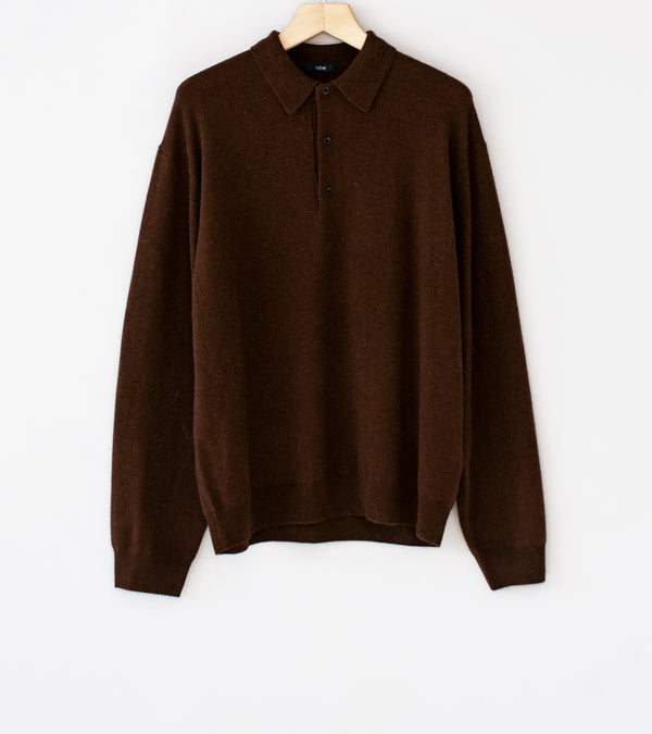 YLÈVE 'Cashmere Knit Polo' (Brown)