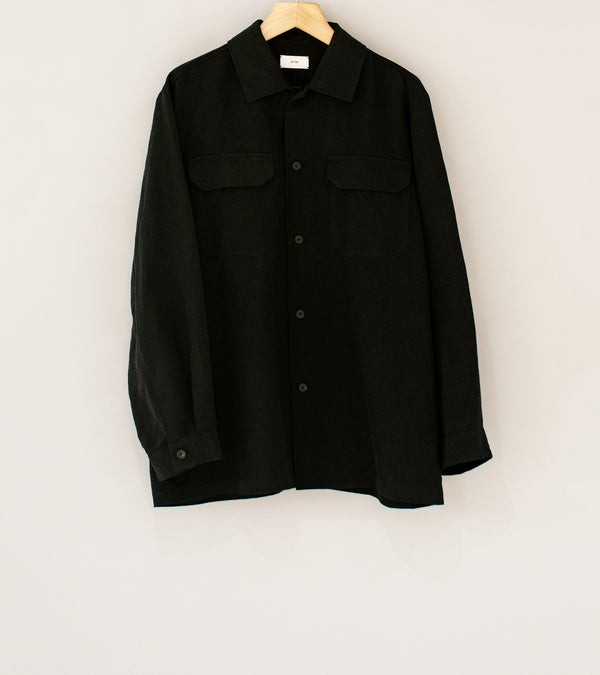 Aton 'CPO Shirt' (Black Nidom Silk Linen)