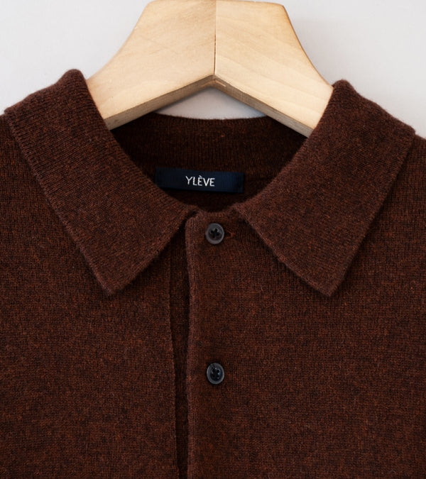 YLÈVE 'Cashmere Knit Polo' (Brown)