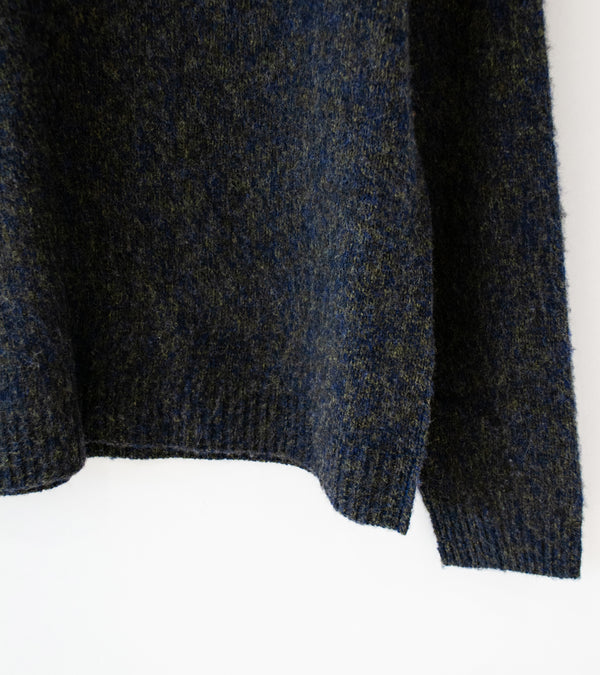YLÈVE 'Italian Merino Wool Melange Knit P/O' (Navy x Sax)