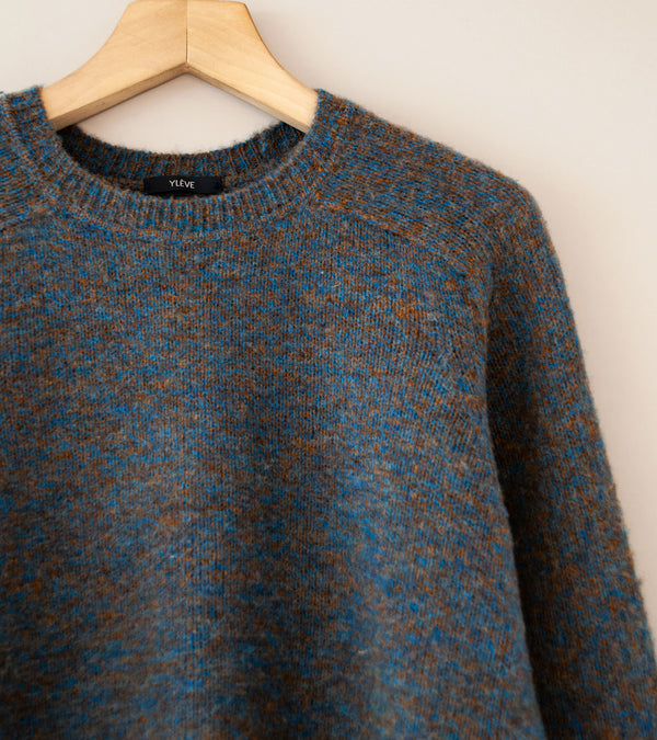 YLÈVE 'Italian Merino Wool Melange Knit P/O' (Camel x Sax)