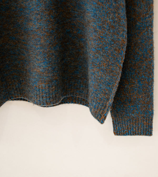 YLÈVE 'Italian Merino Wool Melange Knit P/O' (Camel x Sax)