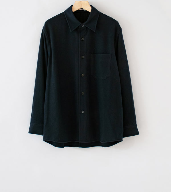 Auralee 'Brushed Fine Wool Flannel Shirt' (Ink Black)