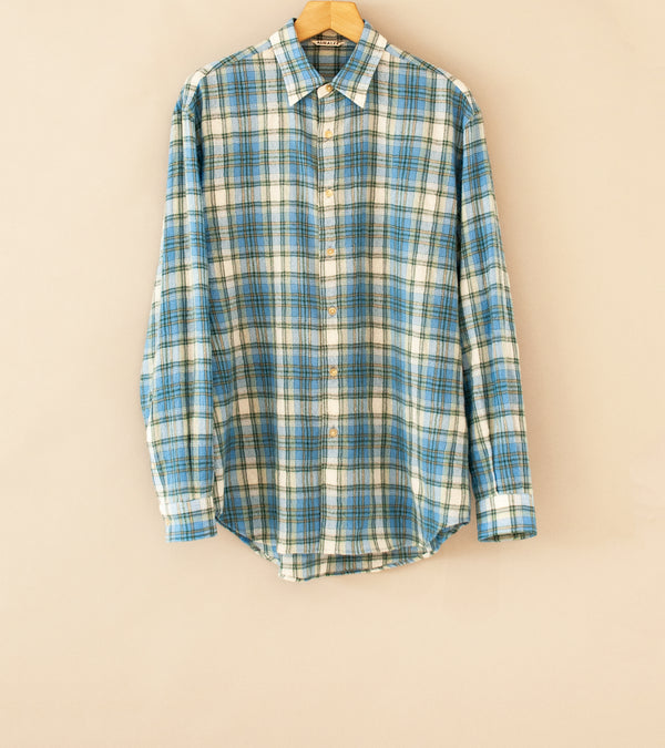 Auralee 'Airy Wool Check Shirt' (Blue Check)