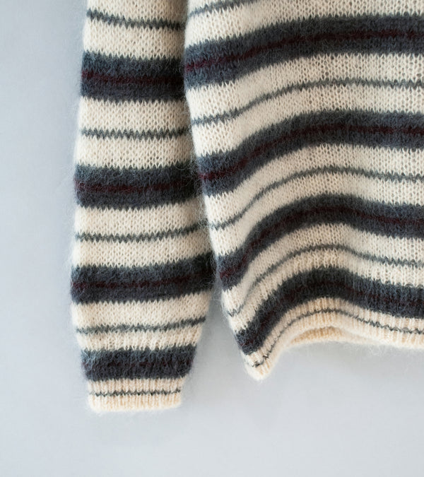 Yonetomi 'Mohair Wool Border Knit Pullover' (Ivory)