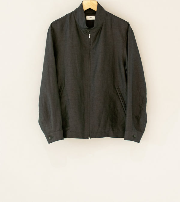Aton 'Harrington Jacket' (Charcoal Gray Cotton Hemp Satin)