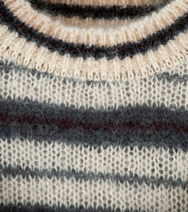 Yonetomi 'Mohair Wool Border Knit Pullover' (Ivory)