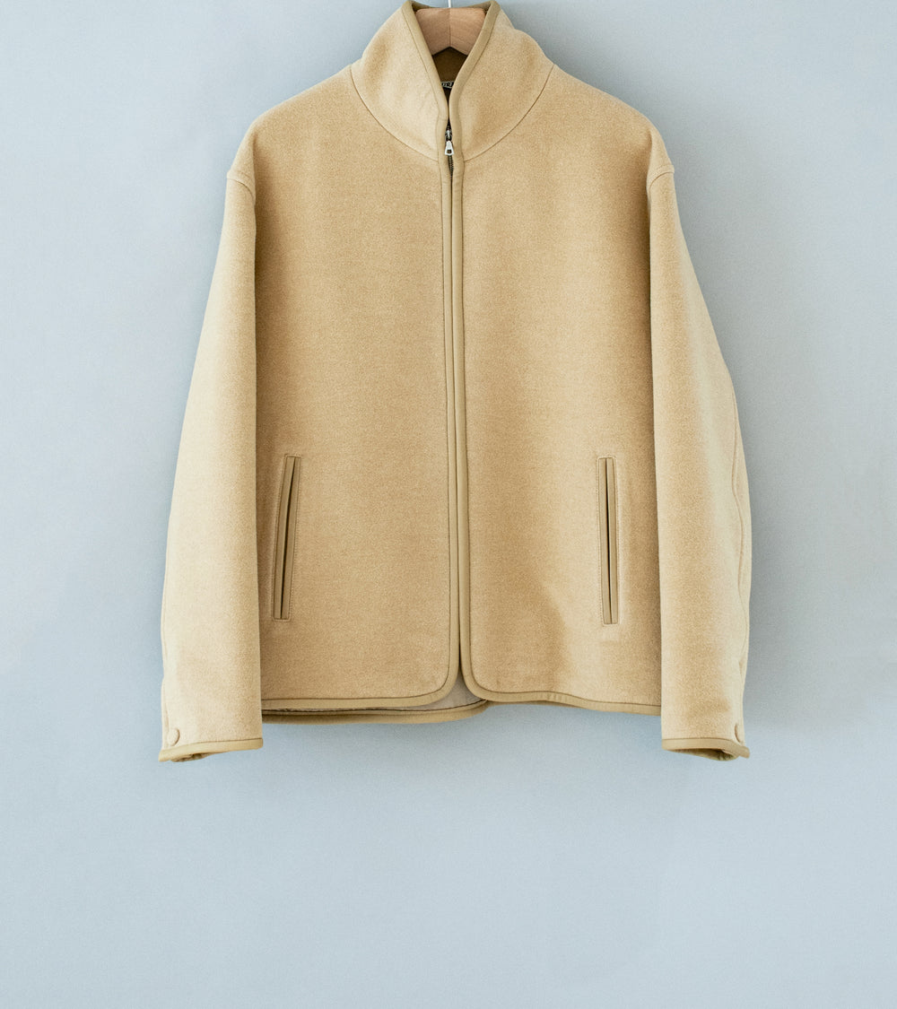 Auralee 'Double Cloth Heavy Wool Pile Zip Blouson' (Beige)