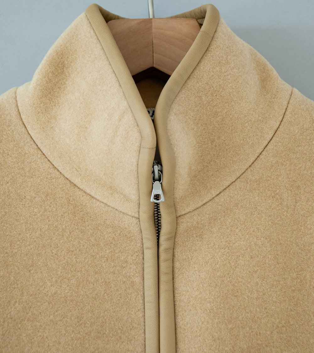 Auralee 'Double Cloth Heavy Wool Pile Zip Blouson' (Beige)