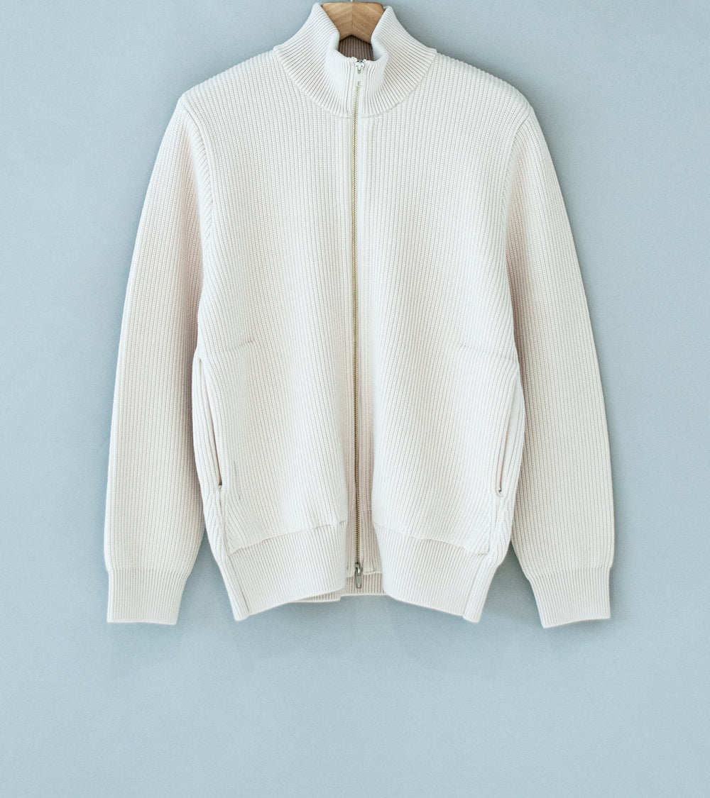 Yonetomi 'Extrafine Wool Rib Knit Blouson' (Ecru)