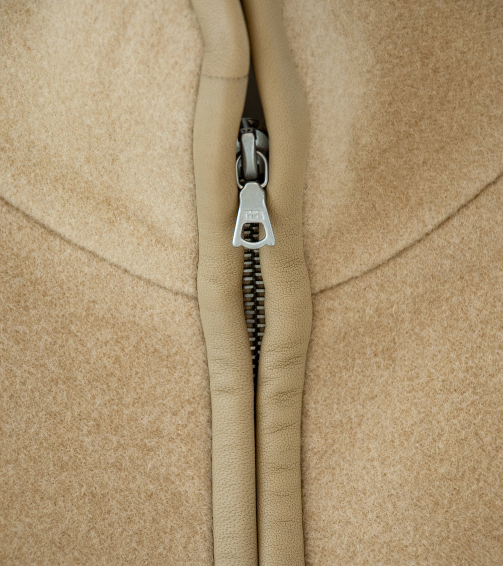 Auralee 'Double Cloth Heavy Wool Pile Zip Blouson' (Beige)