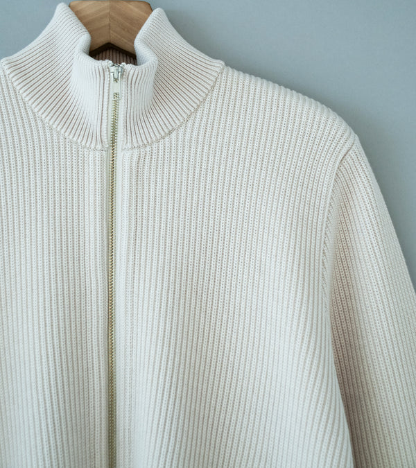 Yonetomi 'Extrafine Wool Rib Knit Blouson' (Ecru)