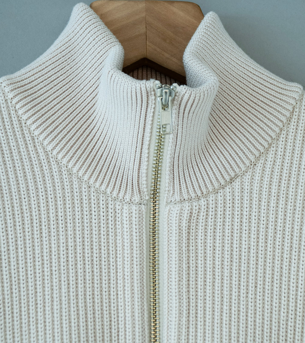 Yonetomi 'Extrafine Wool Rib Knit Blouson' (Ecru)