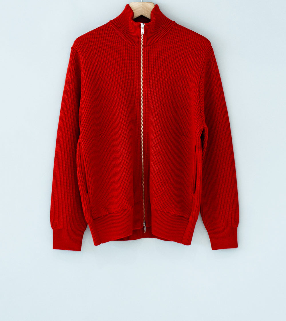 Yonetomi 'Extrafine Wool Rib Knit Blouson' (Red)