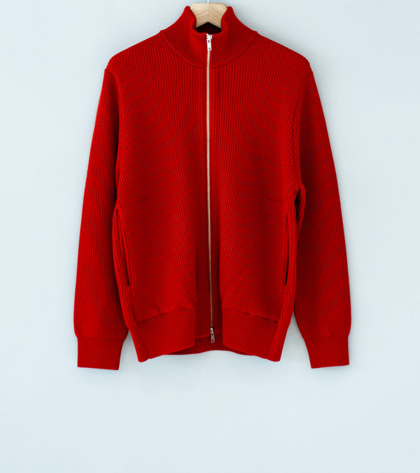 Yonetomi 'Extrafine Wool Rib Knit Blouson' (Red)