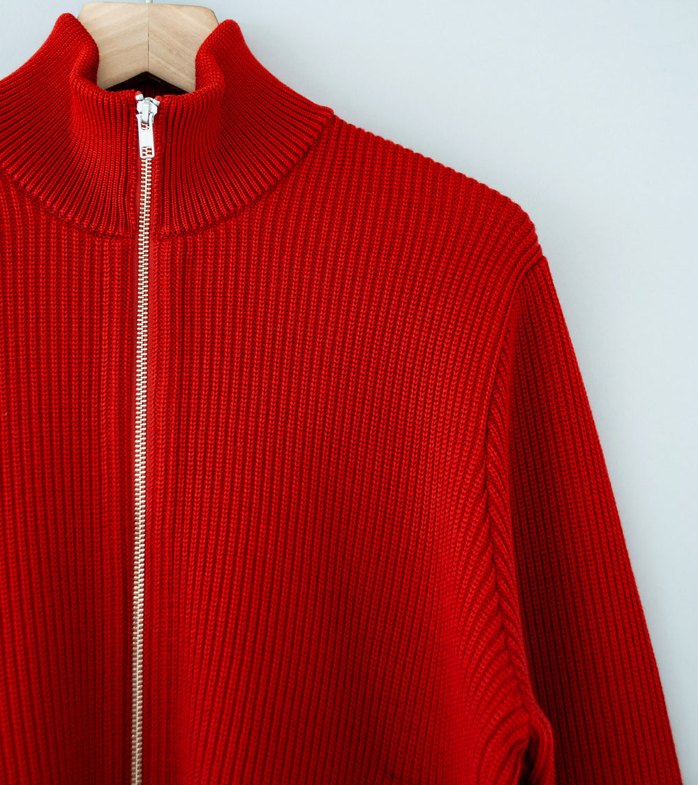 Yonetomi 'Extrafine Wool Rib Knit Blouson' (Red)