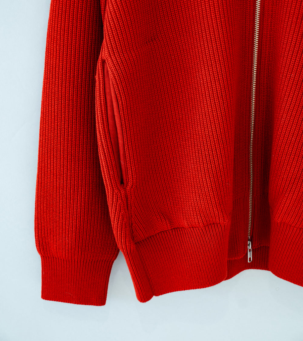 Yonetomi 'Extrafine Wool Rib Knit Blouson' (Red)