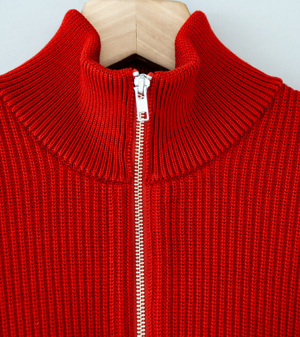 Yonetomi 'Extrafine Wool Rib Knit Blouson' (Red)