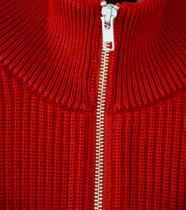 Yonetomi 'Extrafine Wool Rib Knit Blouson' (Red)