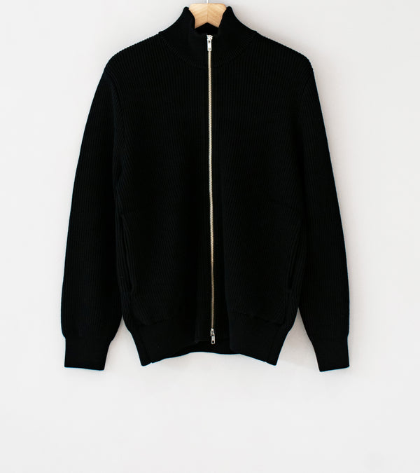 Yonetomi 'Extrafine Wool Rib Knit Blouson' (Black)