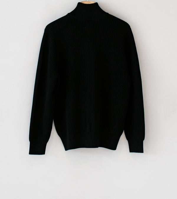 Yonetomi 'Extrafine Wool Rib Knit Blouson' (Black)