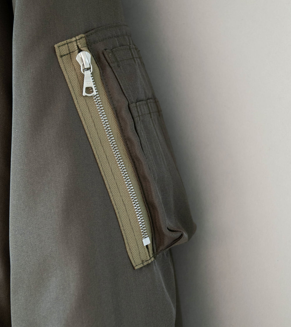 Auralee 'High Density Silk Twill Flight Blouson' (Dark Olive)
