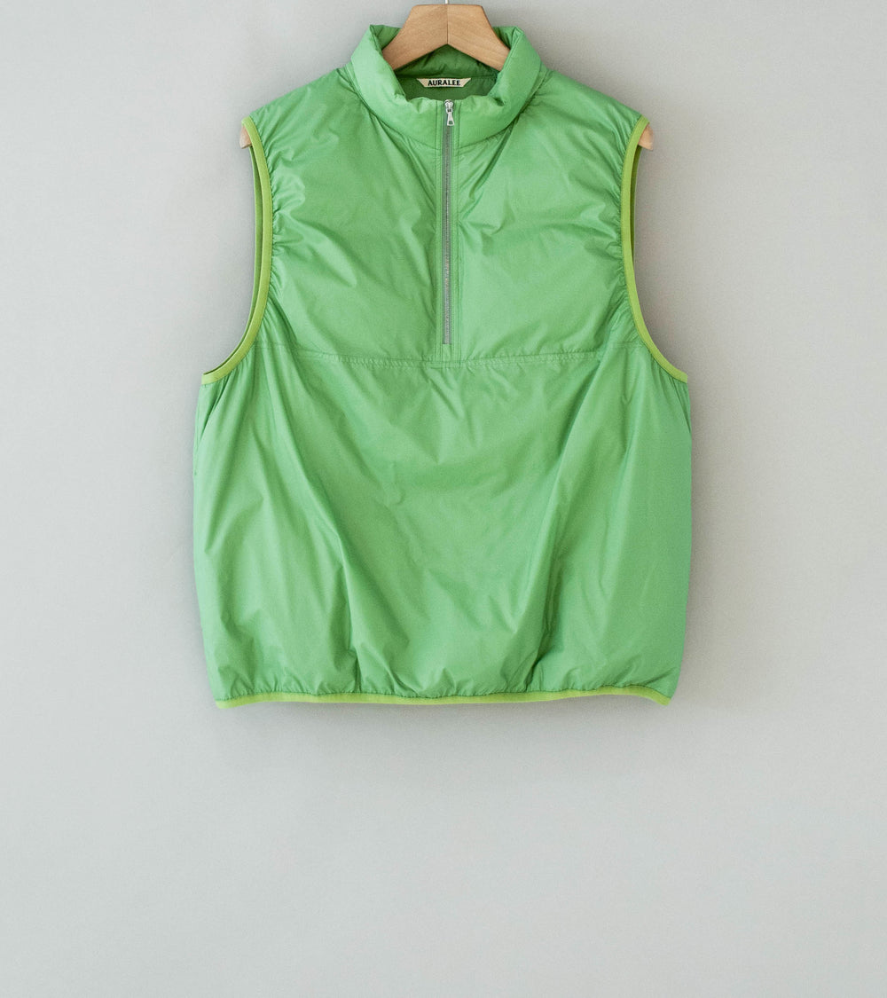 Auralee 'Super Light Nylon Ripstop Down P/O Vest' (Light Green)