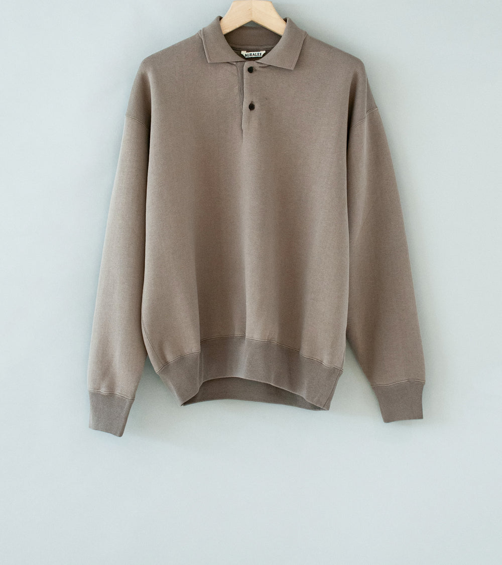 Auralee 'Smooth Sweat Polo' (Olive Brown)