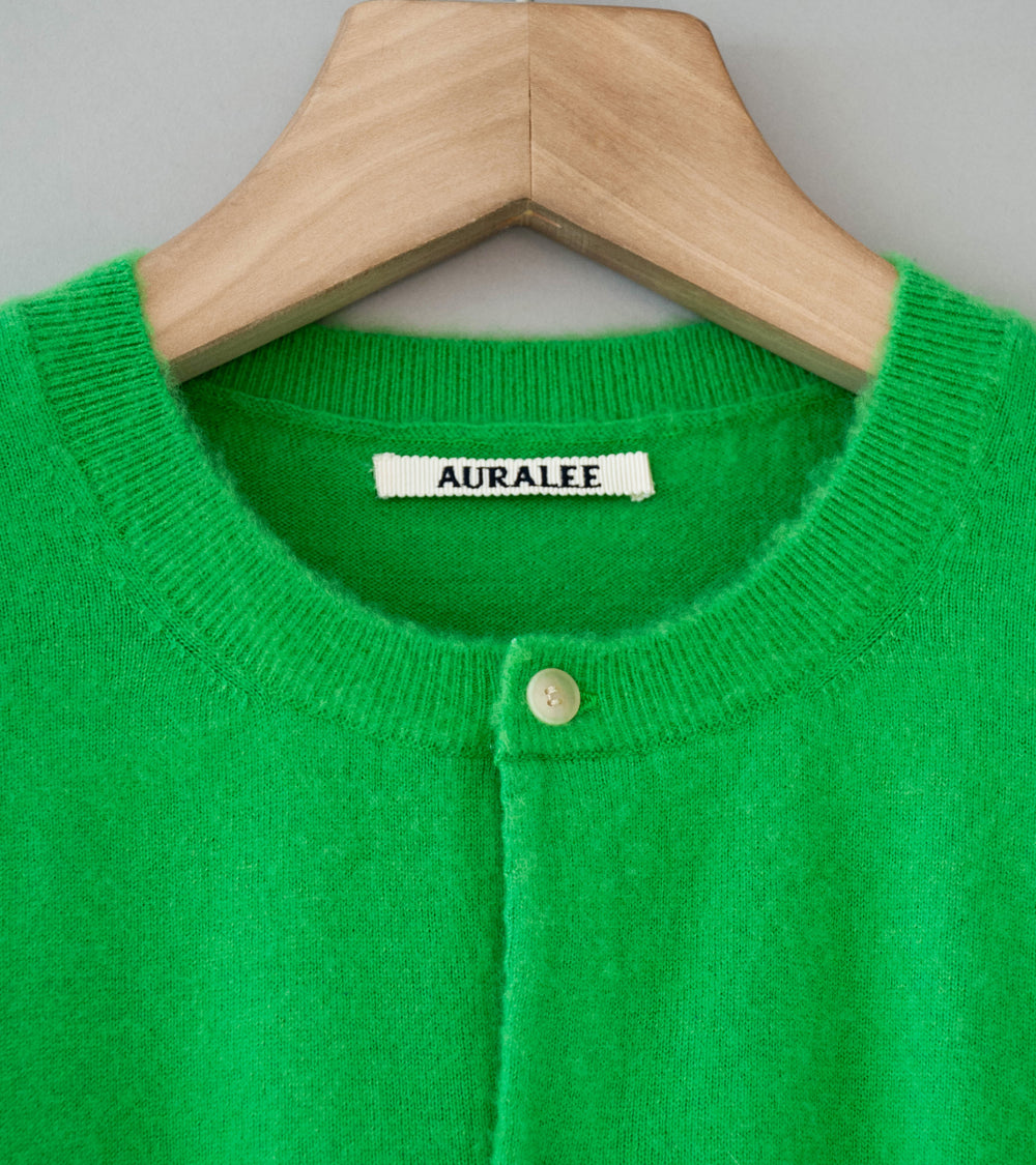 Auralee 'Brushed Cashmere Cotton Knit Cardigan' (Green)