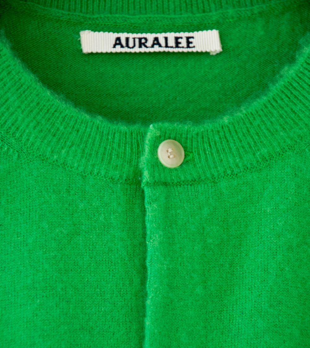 Auralee 'Brushed Cashmere Cotton Knit Cardigan' (Green)