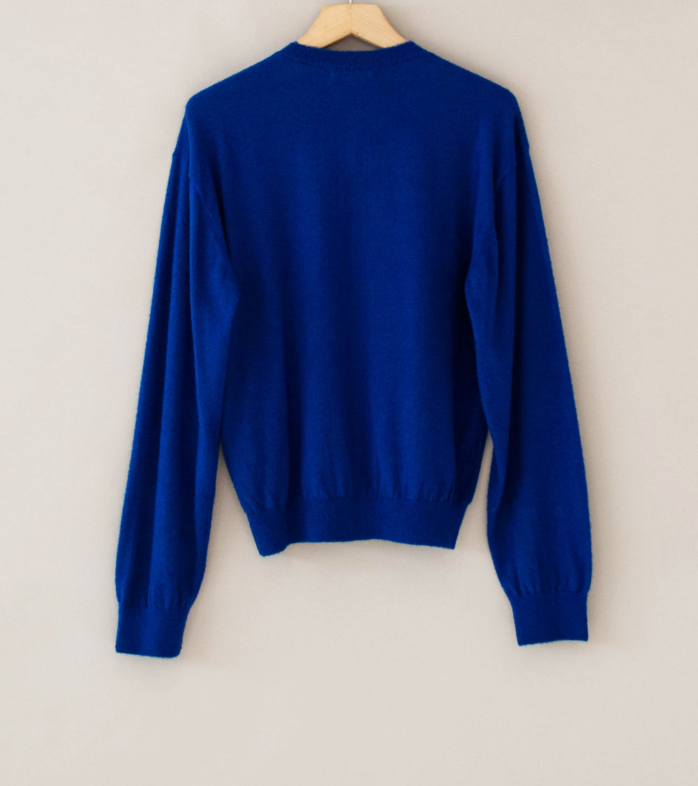 Auralee 'Brushed Cashmere Cotton Knit Cardigan' (Royal Blue)