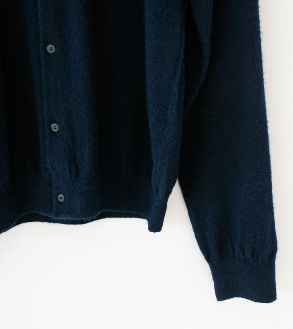 Auralee 'Brushed Cashmere Cotton Knit Cardigan' (Dark Navy)