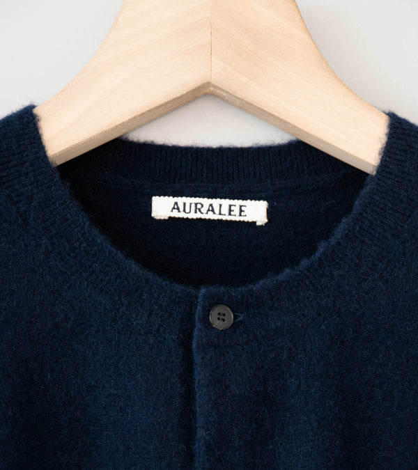 Auralee 'Brushed Cashmere Cotton Knit Cardigan' (Dark Navy)