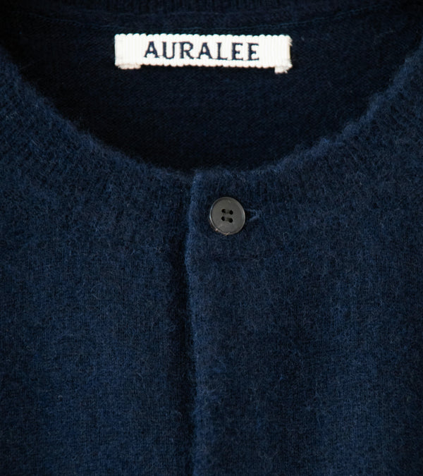 Auralee 'Brushed Cashmere Cotton Knit Cardigan' (Dark Navy)