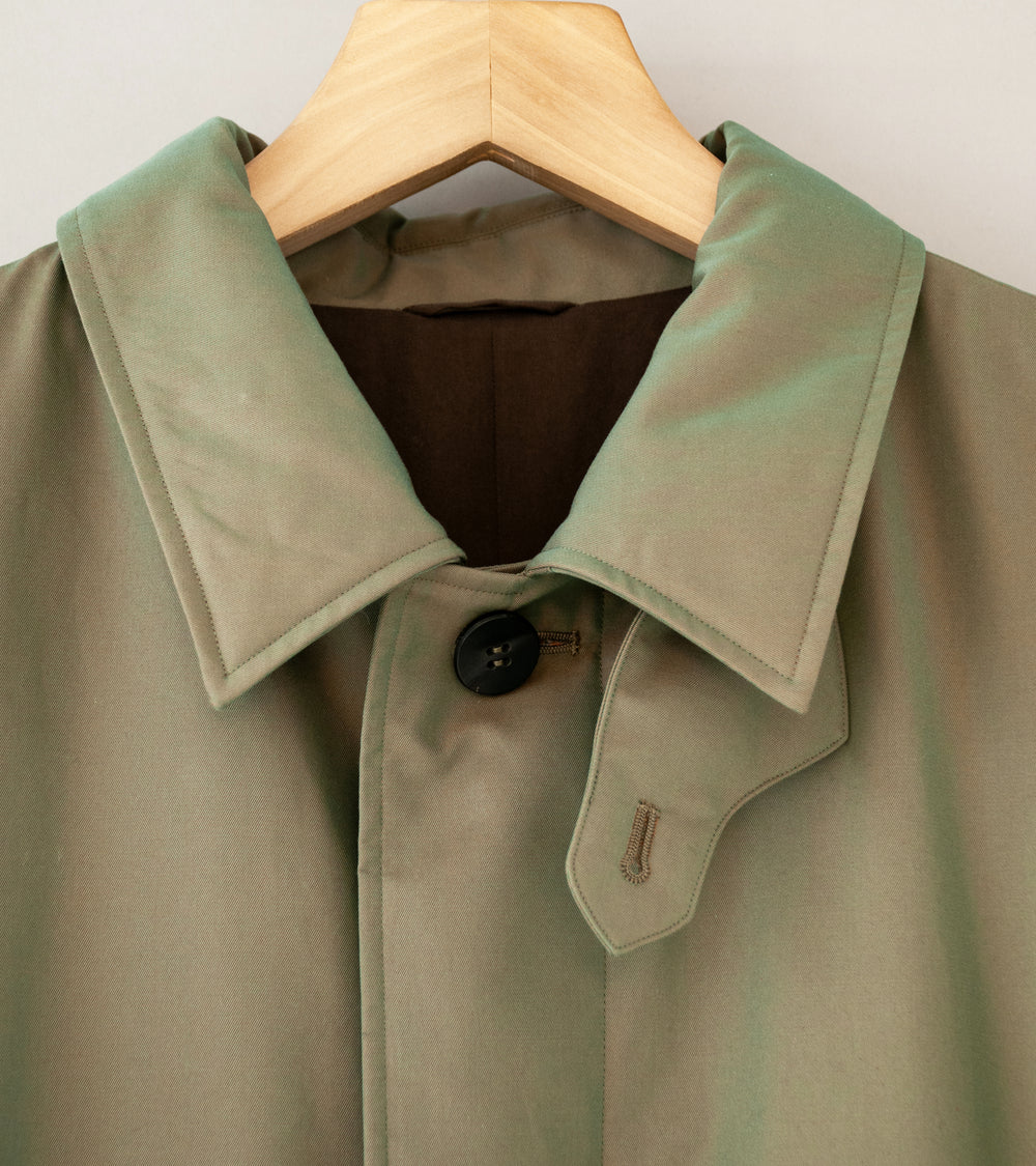 Cale 'Cotton Silk Gabardine Down Trench Coat' (Khaki)