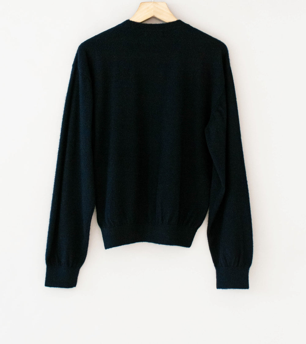 Auralee 'Brushed Cashmere Cotton Knit Cardigan' (Dark Navy)
