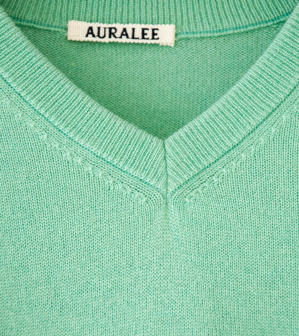 Auralee 'Super Fine Cashmere Silk Knit V-Neck P/O' (Mint Green)