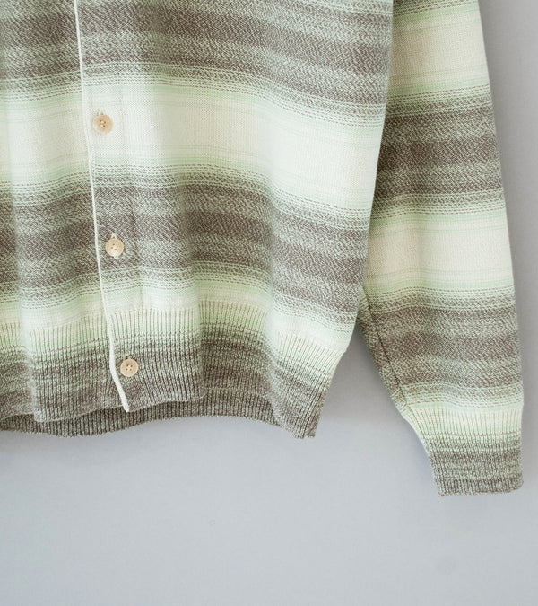 Auralee 'Cotton Silk Gradient Stripe Knit Shirt Cardigan' (Lime