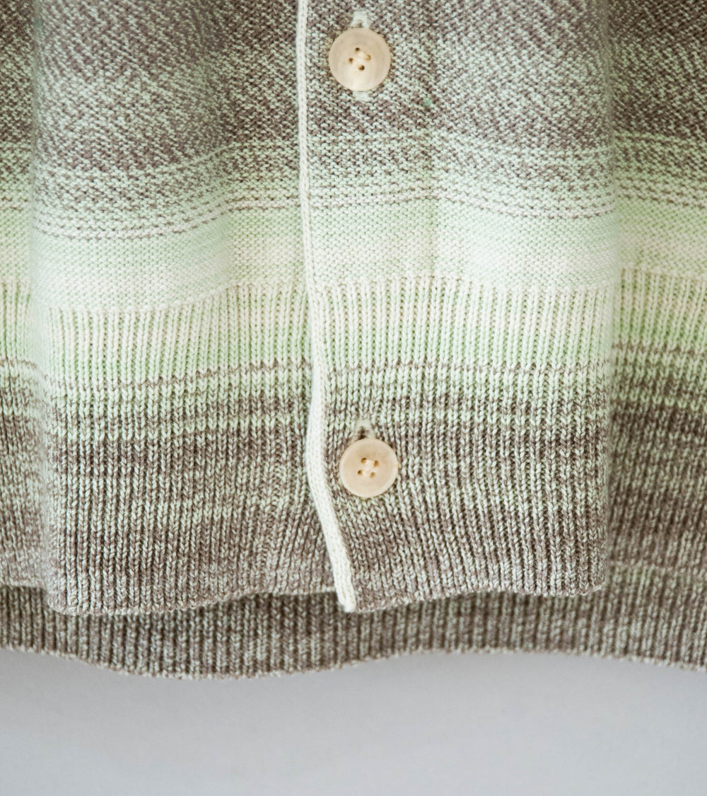 Auralee 'Cotton Silk Gradient Stripe Knit Shirt Cardigan' (Lime Gray Stripe)