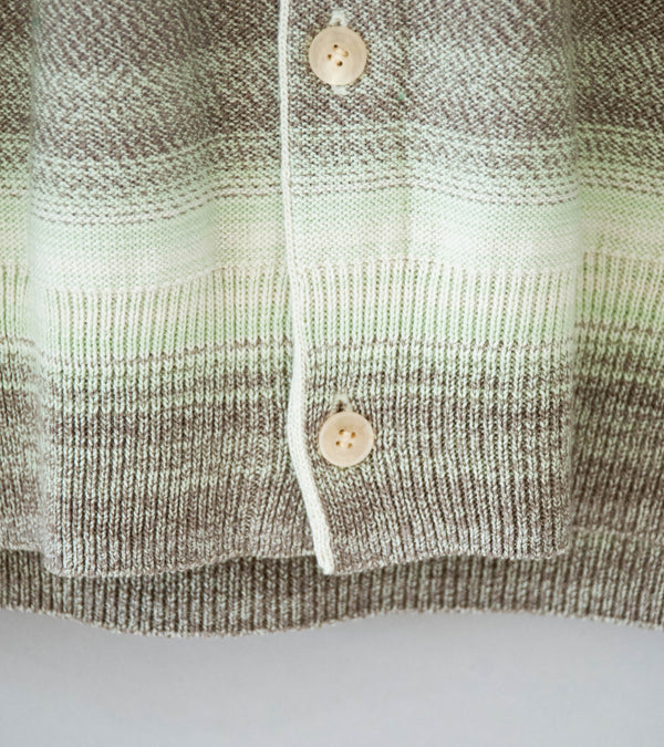 Auralee 'Cotton Silk Gradient Stripe Knit Shirt Cardigan' (Lime Gray Stripe)