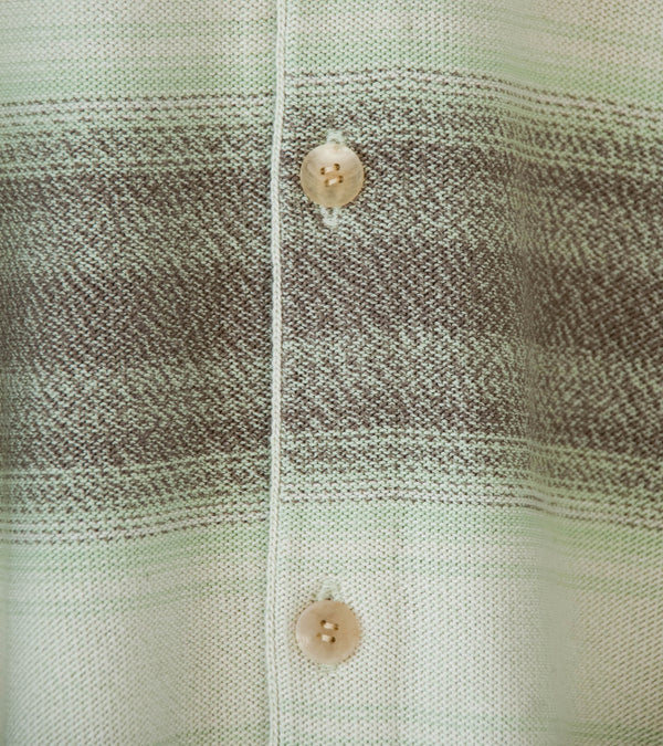 Auralee 'Cotton Silk Gradient Stripe Knit Shirt Cardigan' (Lime Gray Stripe)