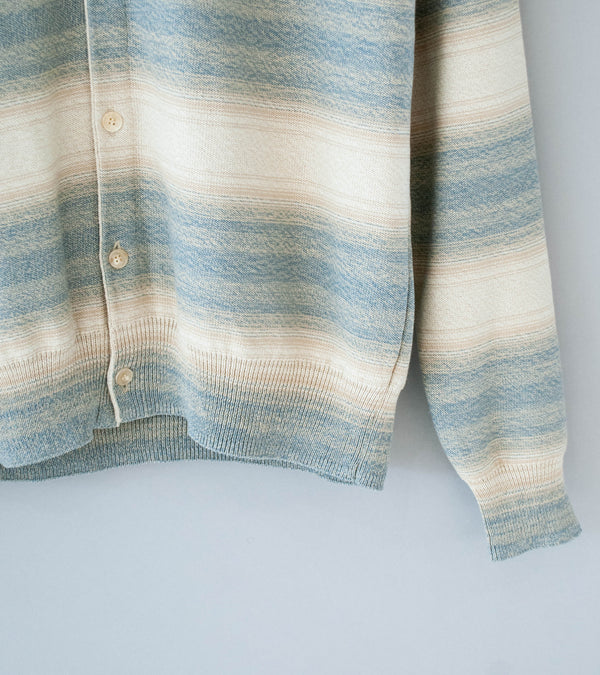 Auralee 'Cotton Silk Gradient Stripe Knit Shirt Cardigan' (Blue Beige Stripe)
