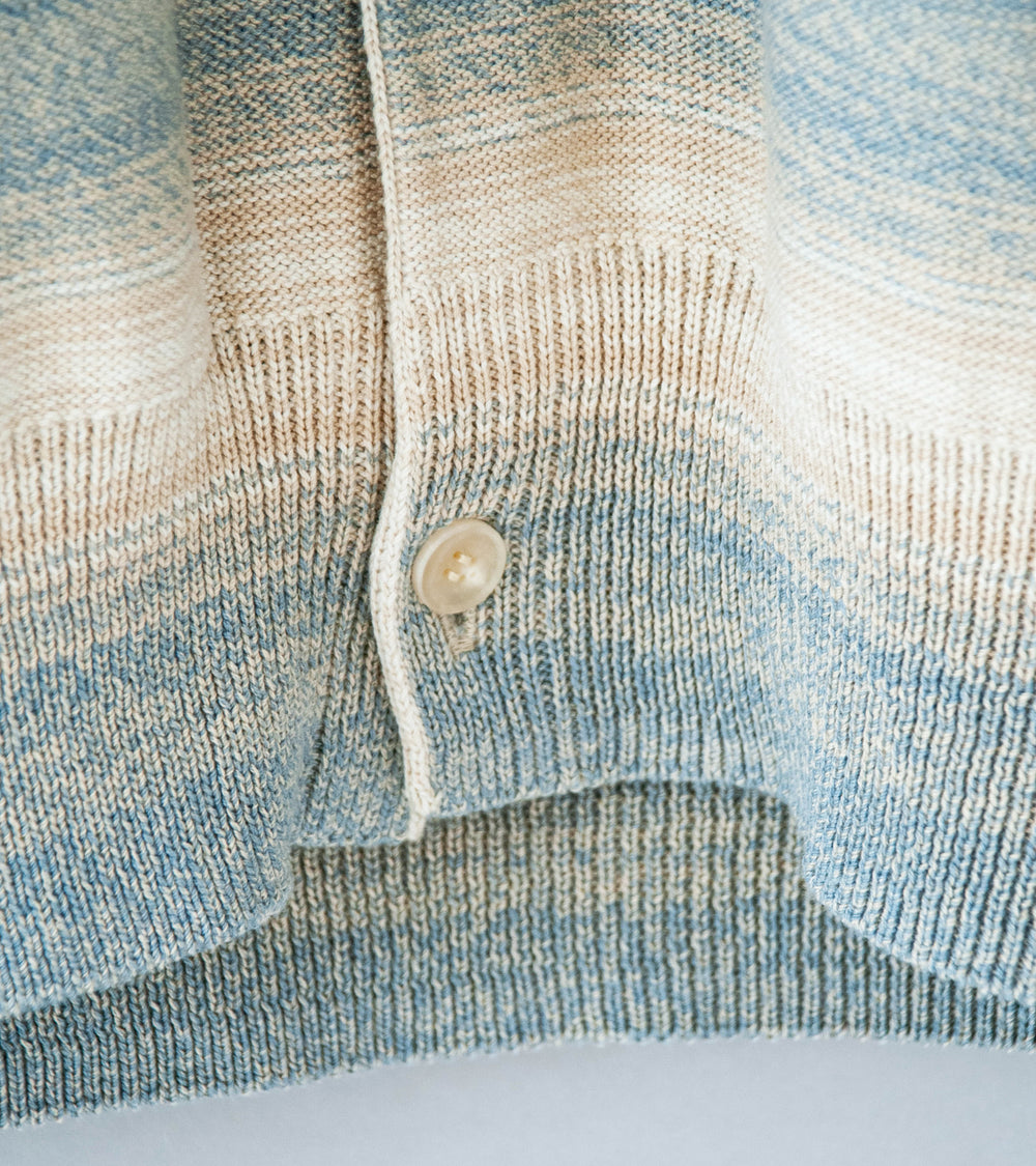 Auralee 'Cotton Silk Gradient Stripe Knit Shirt Cardigan' (Blue Beige Stripe)