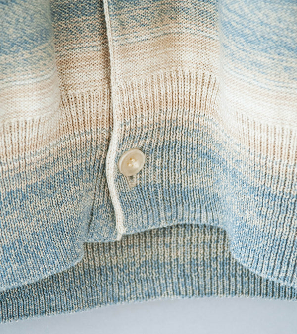 Auralee 'Cotton Silk Gradient Stripe Knit Shirt Cardigan' (Blue Beige Stripe)