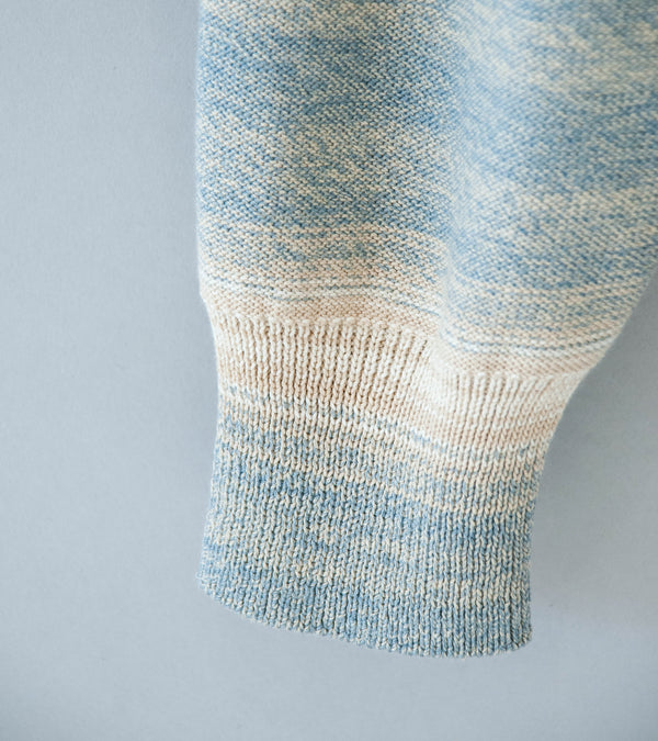 Auralee 'Cotton Silk Gradient Stripe Knit Shirt Cardigan' (Blue Beige Stripe)