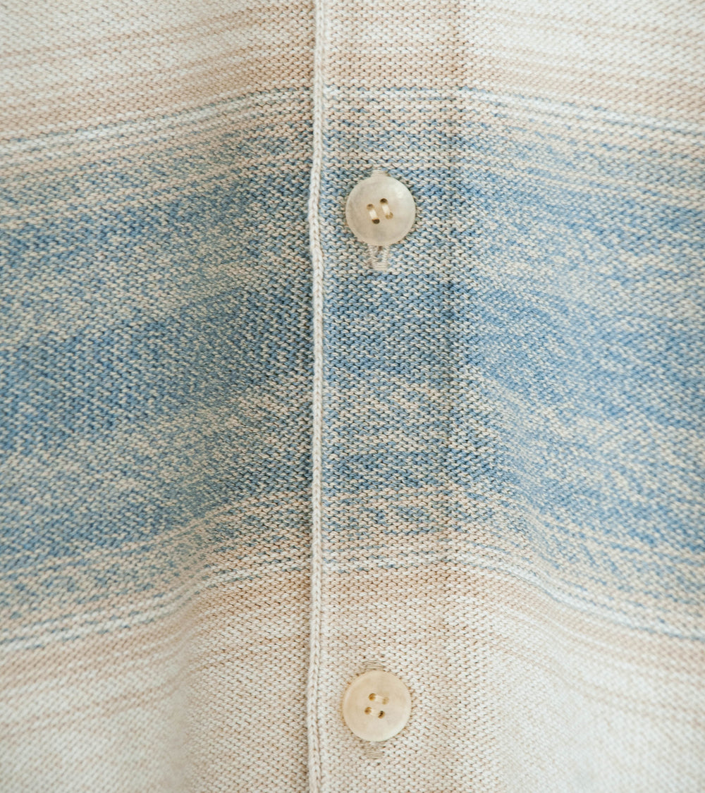 Auralee 'Cotton Silk Gradient Stripe Knit Shirt Cardigan' (Blue Beige Stripe)