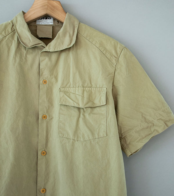 Working 'Short Sleeve Trap Shirt' (Sage Smudge Peached Cotton Oxford)