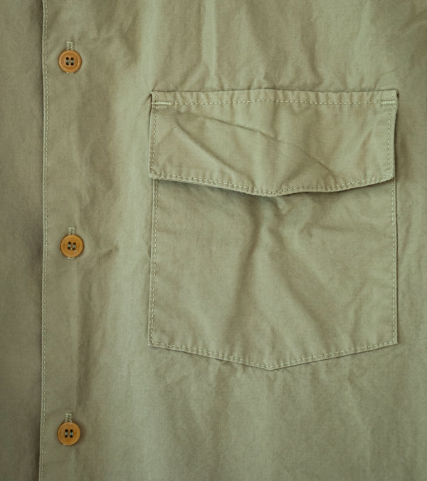 Working 'Short Sleeve Trap Shirt' (Sage Smudge Peached Cotton Oxford)